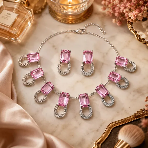 Silver_Pink_Crystal_Stone_Necklace_Set_With_Earrings_Festive_Wear_For_Women