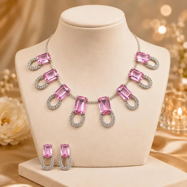 Silver_Pink_Crystal_Stone_Necklace_Set_With_Earrings_Festive_Wear_For_Women
