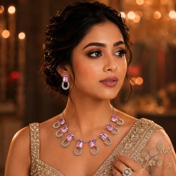 Silver_Pink_Crystal_Stone_Necklace_Set_With_Earrings_Festive_Wear_For_Women