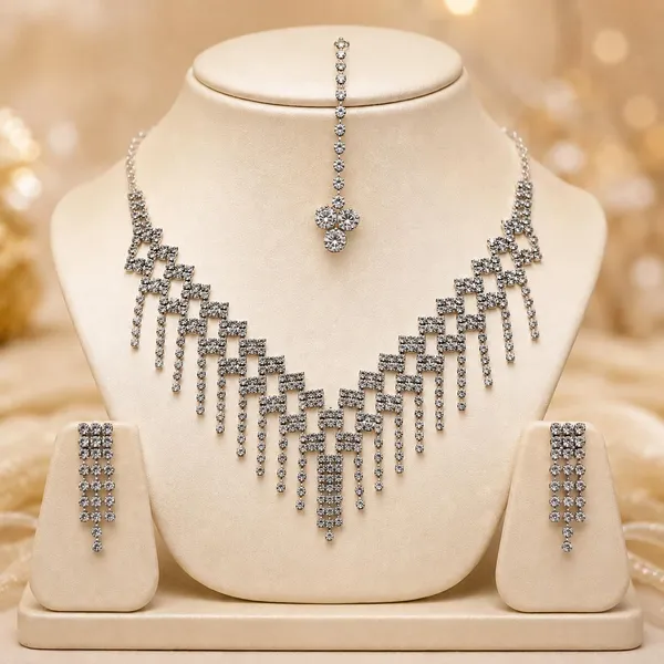 Silver_American_Diamond_Bridal_Necklace_Set_With_Earrings_Maang_Tikka_For_Women
