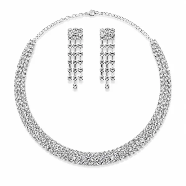Silver_Crystal_Rhinestone_Choker_Necklace_Set_With_Dangle_Earrings_For_Women