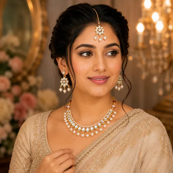 White_And_Gold_Kundan_Pearl_Choker_Necklace_Set_Duo