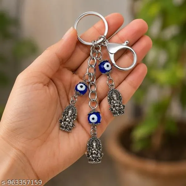 Blue_Metal_Crystal_Stone_Evil_Eye_Butterfly_Keychain_Bag_Charm_And_Blue_Silver_Metal_Evil_Eye_Ganesha_Keychain_For_Men_Women_|_Pack_Of_2