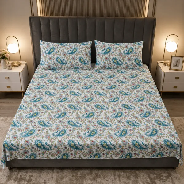 Multicolor_Cotton_&_Polyester_Floral_Print_Bedsheet_With_Pillow_Cover_For_Bedroom