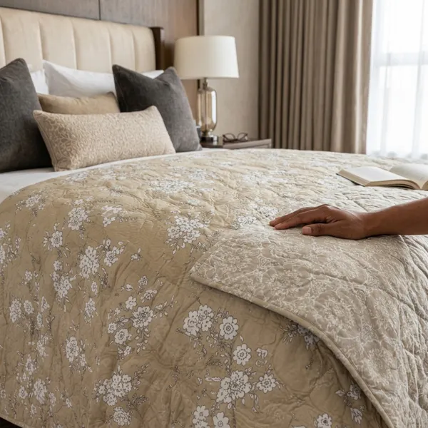 Beige_Microfiber_Floral_Print_Quilt_For_Bedroom