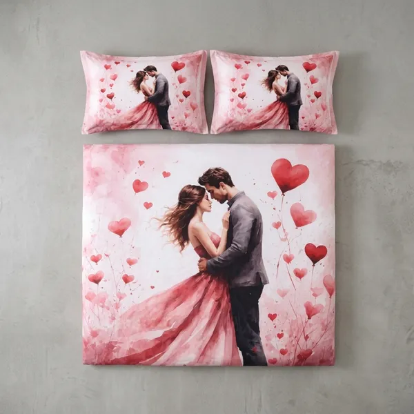 Pink_Glace_Cotton_Romantic_Couple_With_Heart-Shaped_Balloons_Print_Bedsheet_With_Pillow_Cover_For_Bedroom
