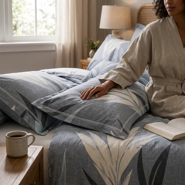 Grey_Glace_Cotton_Botanical_Leaf_Print_Bedsheet_With_Pillow_Cover_For_Bedroom