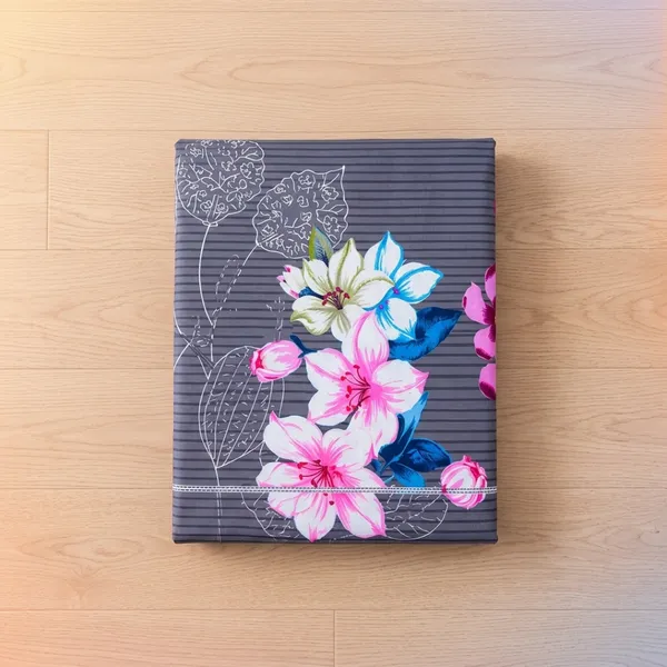 Grey_Cotton_&_Polyester_Floral_Print_Bedsheet_With_Pillow_Cover_For_Bedroom