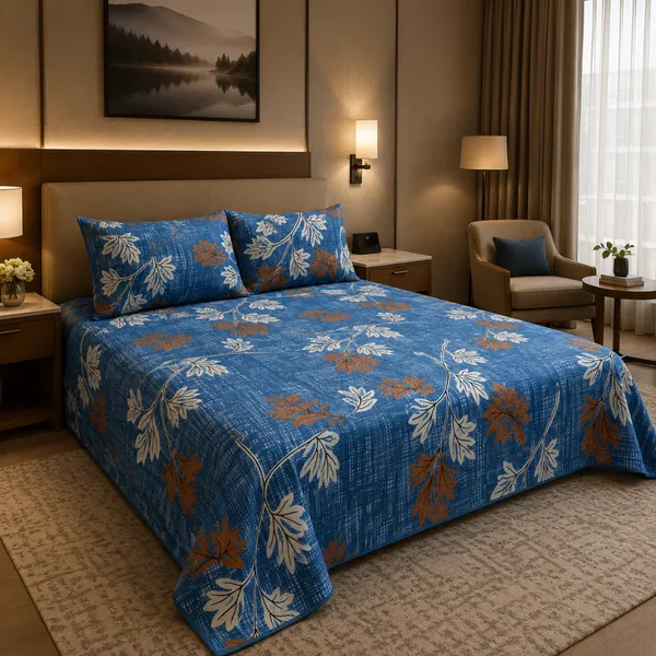 Blue_Cotton_&_Polyester_Floral_Bedsheet_With_Pillow_Cover_For_Bedroom