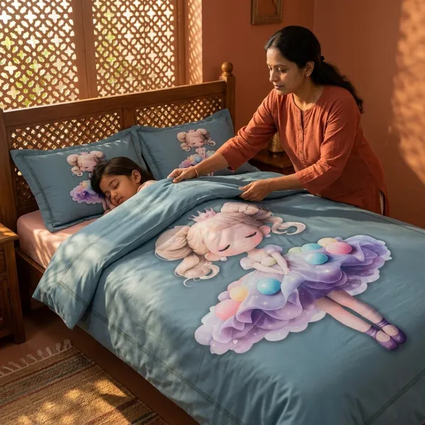 Blue_Glace_Cotton_Unicorn_Floral_Print_Bedsheet_With_Pillow_Cover_For_Bedroom