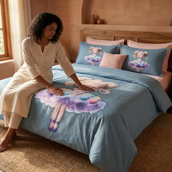 Teal_Glace_Cotton_Ballerina_Print_Bedsheet_With_Pillow_Cover_For_Bedroom