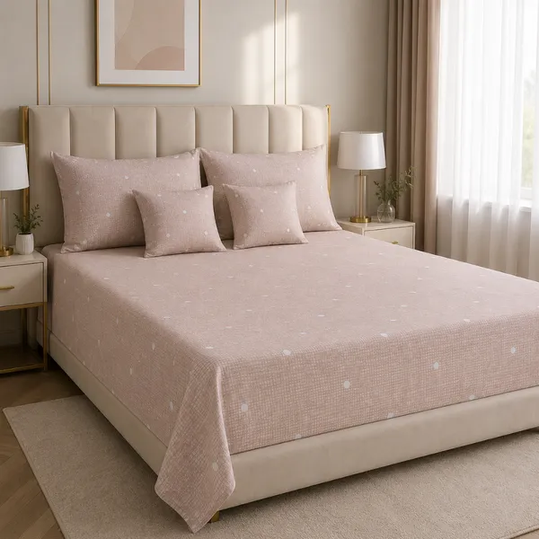 Blush_Pink_Premium_Cotton_Polka_Dot_Bedsheet_With_Pillow_Cover_For_Bedroom