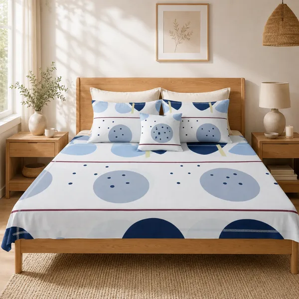 White_Glace_Cotton_Polka_Dot_Bedsheet_With_Pillow_Cover_For_Bedroom