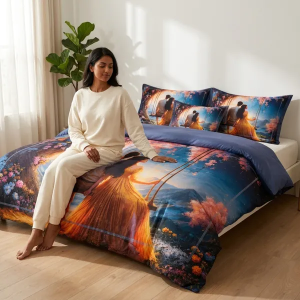 Multicolor_Glace_Cotton_Bedsheet_With_Pillow_Cover_For_Bedroom