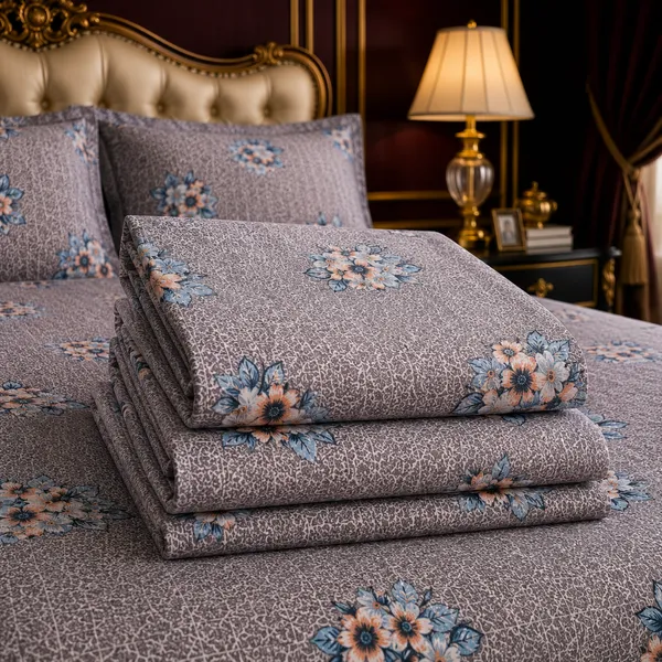 Grey_Cotton_&_Polyester_Floral_Print_Bedsheet_With_Pillow_Cover_For_Bedroom