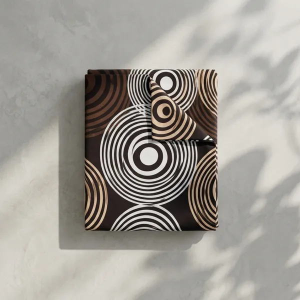 Brown_Glace_Cotton_Geometric_Concentric_Circle_Bedsheet_With_Pillow_Cover_For_Bedroom