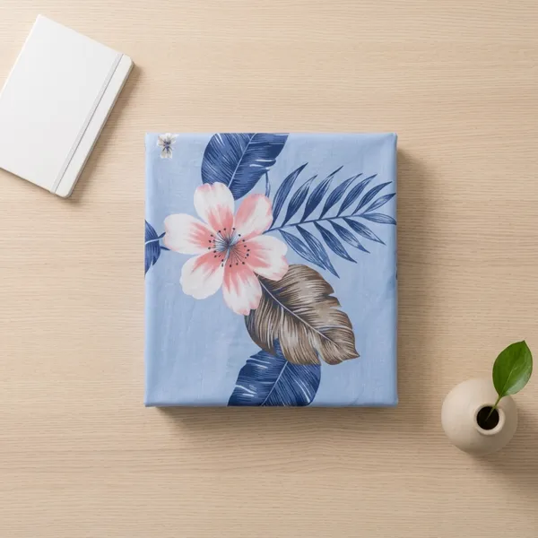 Blue_Glace_Cotton_Floral_Tropical_Print_Bedsheet_With_Pillow_Cover_For_Bedroom