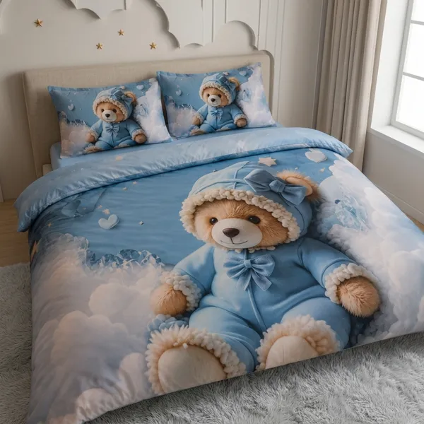 Blue_Glace_Cotton_Teddy_Bear_Print_Bedsheet_With_Pillow_Cover_For_Bedroom