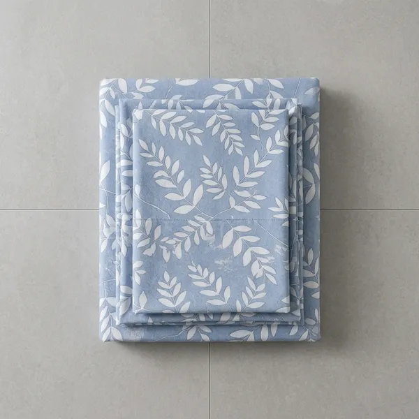 Blue_Premium_Cotton_Botanical_Leaf_Print_Bedsheet_With_Pillow_Cover_For_Bedroom