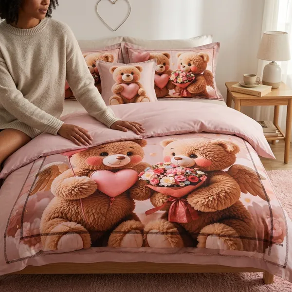 Pink_Glace_Cotton_Teddy_Bear_Print_Bedsheet_With_Pillow_Cover_For_Bedroom
