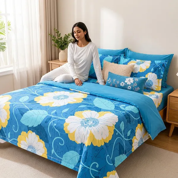 Blue_Glace_Cotton_Floral_Print_Bedsheet_With_Pillow_Cover_For_Bedroom