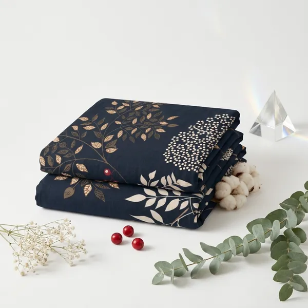 Navy_Blue_Cotton_&_Polyester_Floral_Print_Bedsheet_With_Pillow_Cover_For_Bedroom