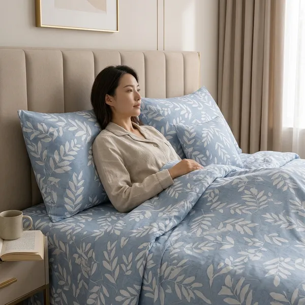 Blue_Premium_Cotton_Botanical_Leaf_Print_Bedsheet_With_Pillow_Cover_For_Bedroom