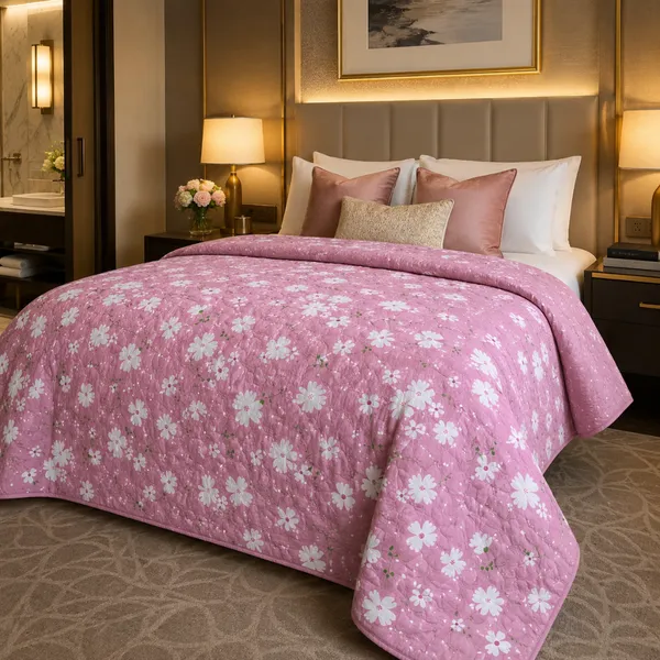 Pink_Microfiber_Floral_Print_Quilt_For_Bedroom