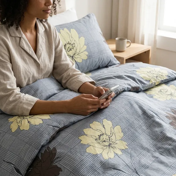 Grey_Cotton_&_Polyester_Floral_Print_Bedsheet_With_Pillow_Cover_For_Bedroom