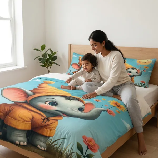 Multicolor_Glace_Cotton_Bedsheet_With_Pillow_Cover_For_Bedroom