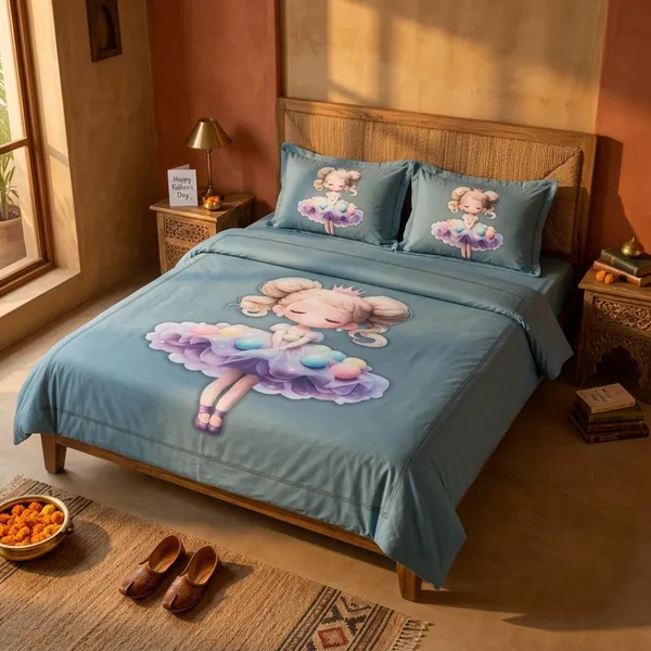 Teal_Glace_Cotton_Ballerina_Print_Bedsheet_With_Pillow_Cover_For_Bedroom