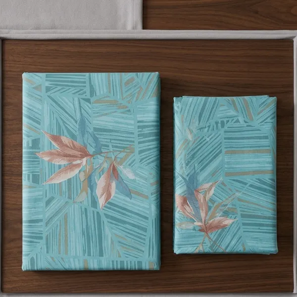 Turquoise_Premium_Cotton_Floral_Print_With_Geometric_Lines_Bedsheet_With_Pillow_Cover_For_Bedroom