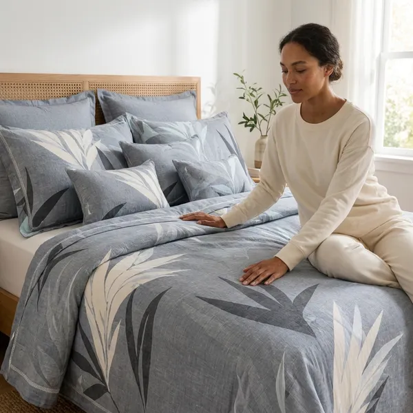Grey_Glace_Cotton_Botanical_Leaf_Print_Bedsheet_With_Pillow_Cover_For_Bedroom