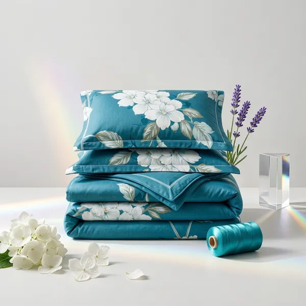 Teal_Blue_Cotton_&_Polyester_Floral_Print_Bedsheet_With_Pillow_Cover_For_Bedroom