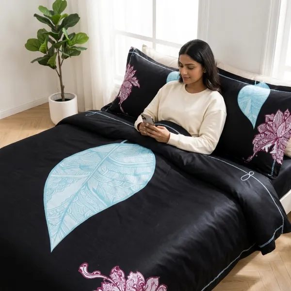 Black_Glace_Cotton_Floral_Embroidered_Bedsheet_With_Pillow_Cover_For_Bedroom