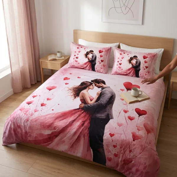 Pink_Glace_Cotton_Romantic_Couple_With_Heart-Shaped_Balloons_Print_Bedsheet_With_Pillow_Cover_For_Bedroom