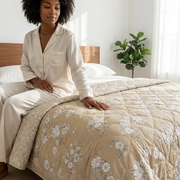Beige_Microfiber_Floral_Print_Quilt_For_Bedroom