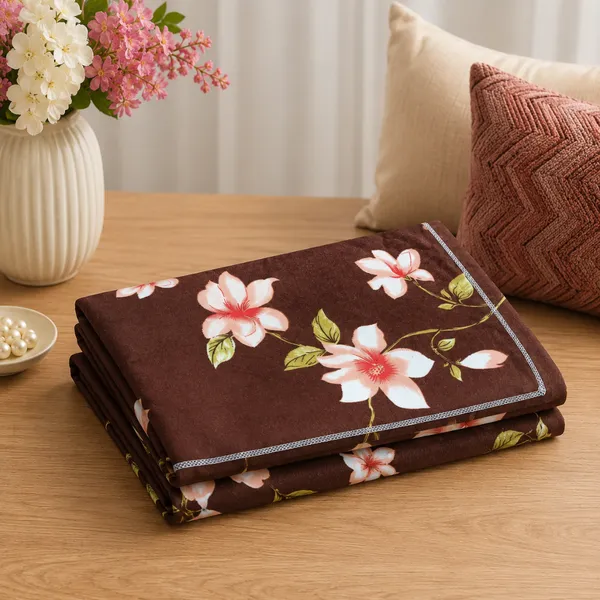 Brown_Cotton_&_Polyester_Floral_Print_Bedsheet_With_Pillow_Cover_For_Bedroom