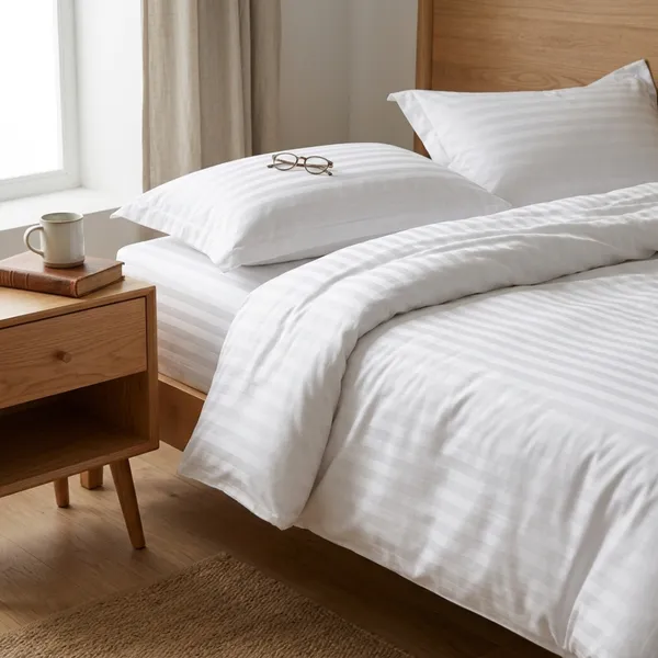 White_Cotton_Stripe_Bedsheet_With_Pillow_Cover_For_Bedroom