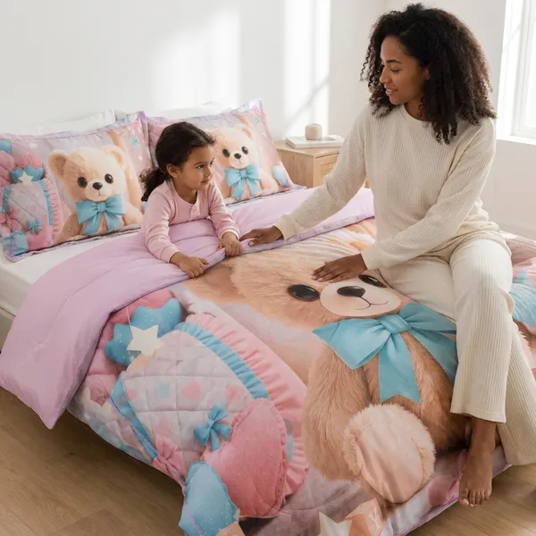 Pink_Glace_Cotton_Teddy_Bear_Print_Bedsheet_With_Pillow_Cover_For_Bedroom