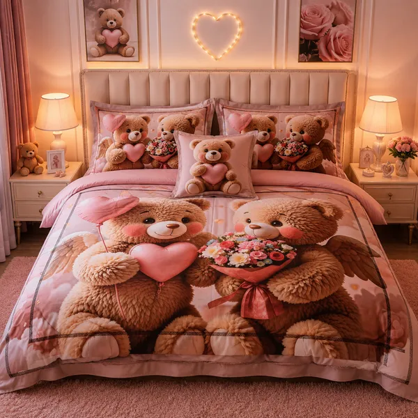 Pink_Glace_Cotton_Teddy_Bear_Print_Bedsheet_With_Pillow_Cover_For_Bedroom