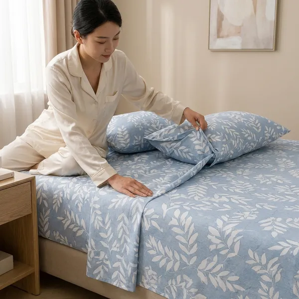 Blue_Premium_Cotton_Botanical_Leaf_Print_Bedsheet_With_Pillow_Cover_For_Bedroom