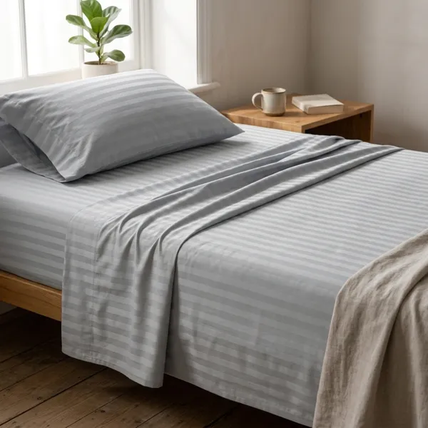Grey_Cotton_Stripe_Bedsheet_With_Pillow_Cover_For_Bedroom