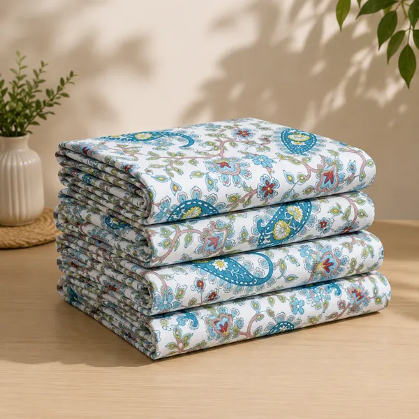 Multicolor_Cotton_&_Polyester_Floral_Print_Bedsheet_With_Pillow_Cover_For_Bedroom