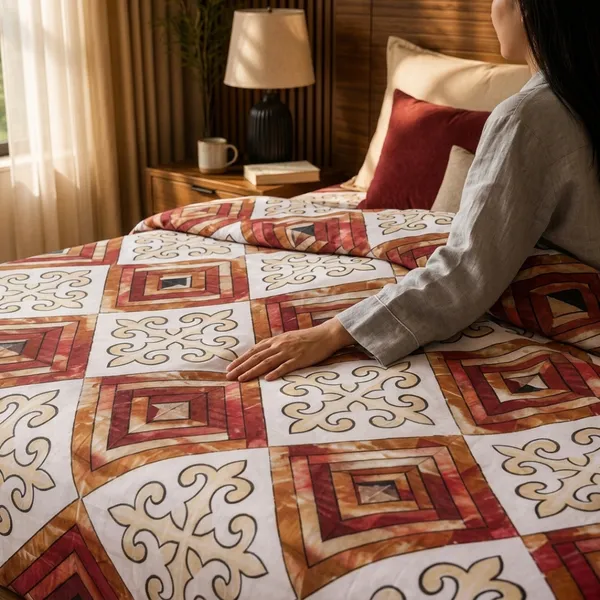 Multicolor_Cotton_&_Polyester_Geometric_Print_Bedsheet_With_Pillow_Cover_For_Bedroom