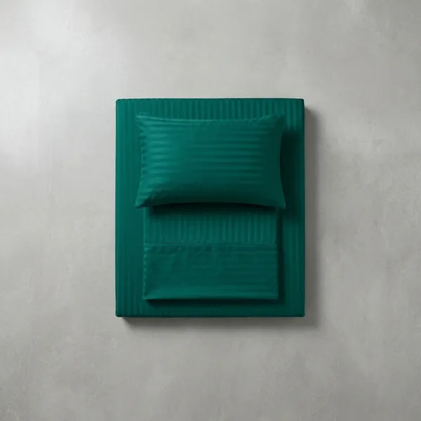 Emerald_Green_Cotton_Stripe_Bedsheet_With_Pillow_Cover_For_Bedroom