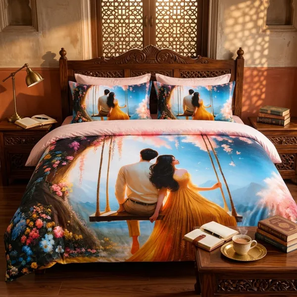 Multicolor_Glace_Cotton_Bedsheet_With_Pillow_Cover_For_Bedroom