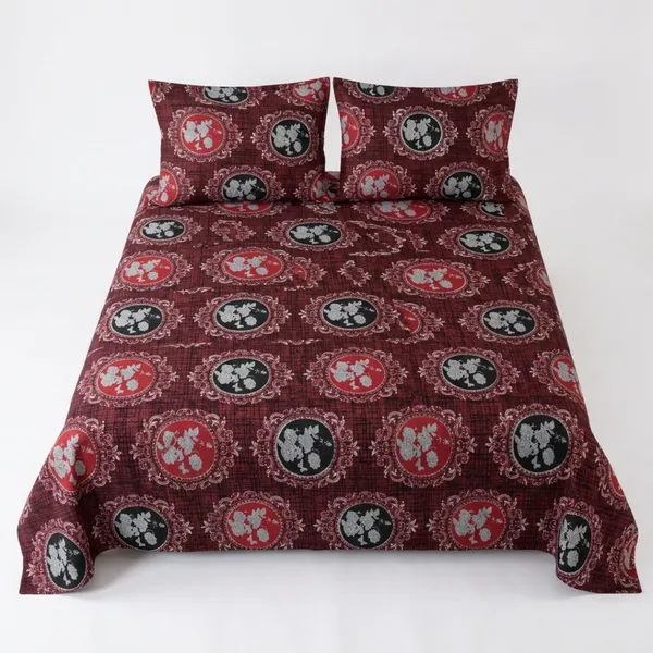 Maroon_Cotton_&_Polyester_Floral_Medallion_Print_Bedsheet_With_Pillow_Cover_For_Bedroom
