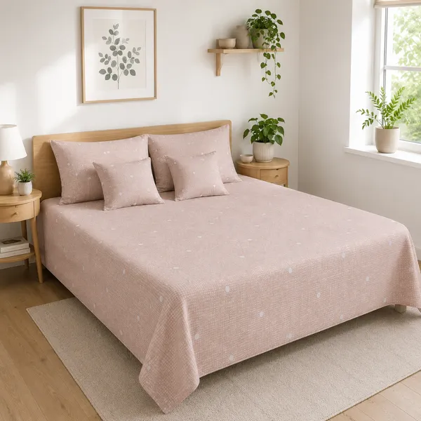 Blush_Pink_Premium_Cotton_Polka_Dot_Bedsheet_With_Pillow_Cover_For_Bedroom