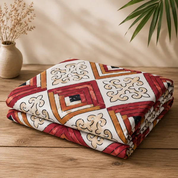 Multicolor_Cotton_&_Polyester_Geometric_Print_Bedsheet_With_Pillow_Cover_For_Bedroom